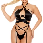 Forplay Soft Life Satin Criss Cross 2 Piece Bra & Panty Set