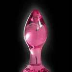 Pipedream 3.6" Icicles Pink Glass Butt Plug with Round Cut Base