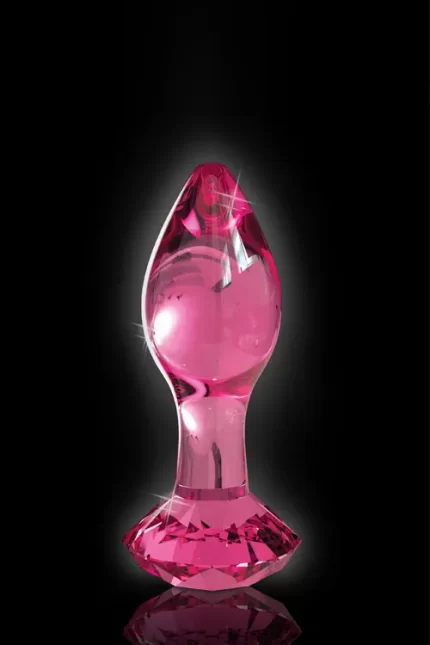 Pipedream 3.6" Icicles Pink Glass Butt Plug with Round Cut Base