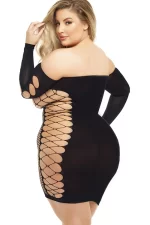 Pink Lipstick Diamond Dripping Mini Dress Long Sleeve Bodystocking - 图片 4