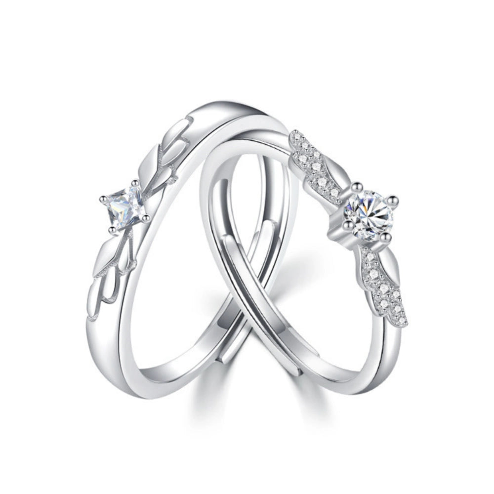 Adjustable Angel Wings Sterling Silver Promise Rings For Couples