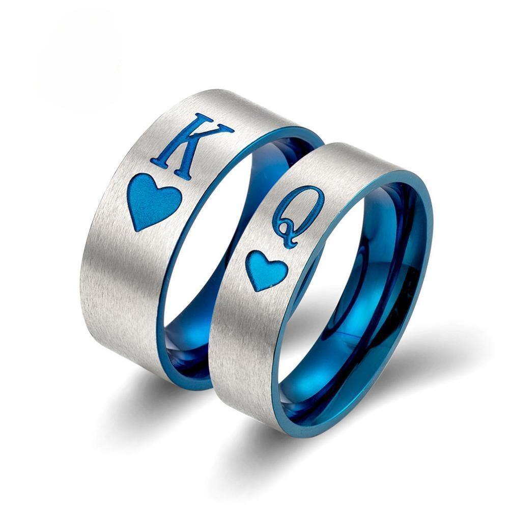 Personalized King And Queen Rings For Couples In Titanium