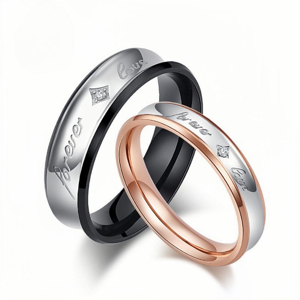 Unique Forever Love Couple Rings Set In Titanium