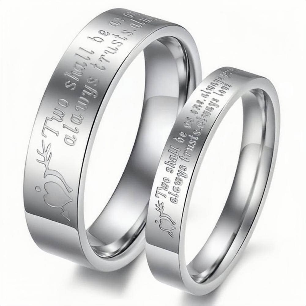 Two Shall Be As One Always Protects Always Trusts Always Promise Rings In Titanium