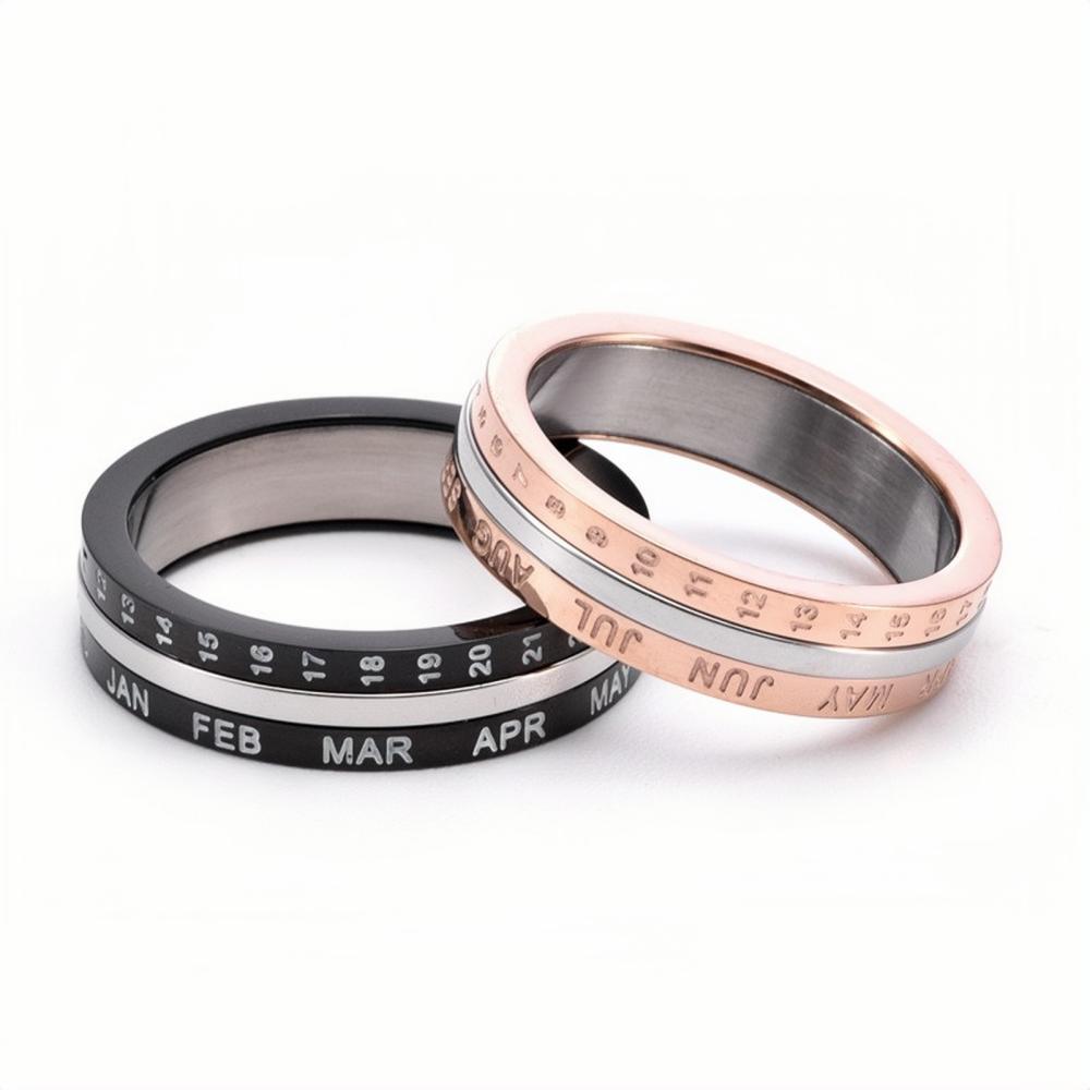 Rotatable Love You Every Day Promise Rings For Couples In Titanium