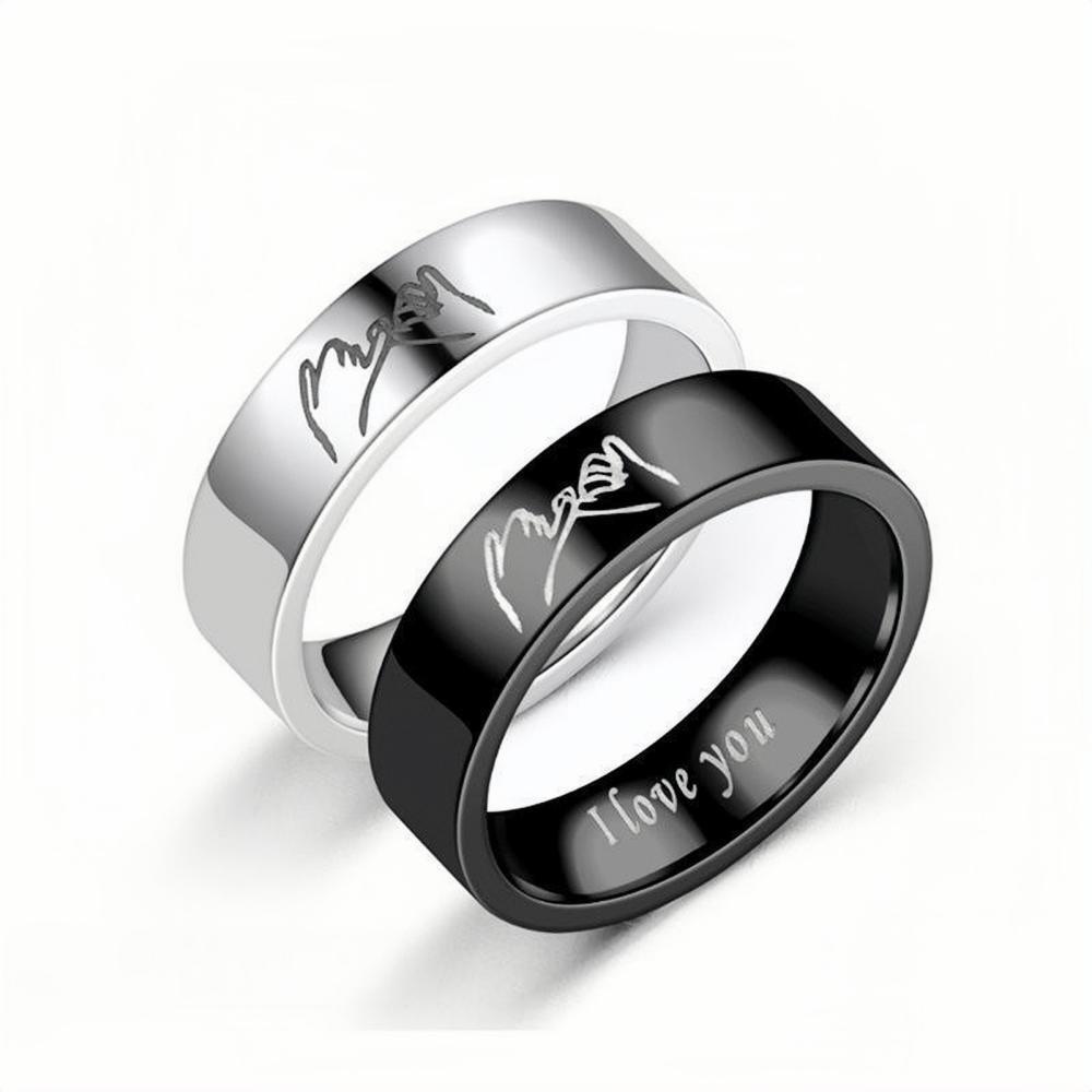 Personalized Pinky Swear Promise Rings For Couples In Titanium
