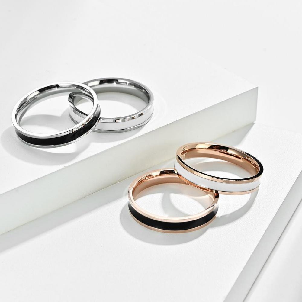Unique Day And Night Love Promise Rings For Couples In Titanium