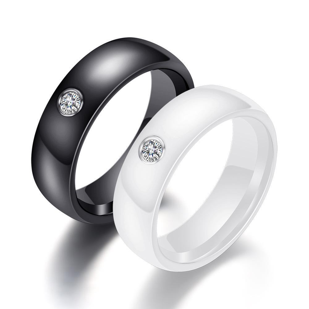 Unique White And Black Promise Rings For Couples In Ceramic