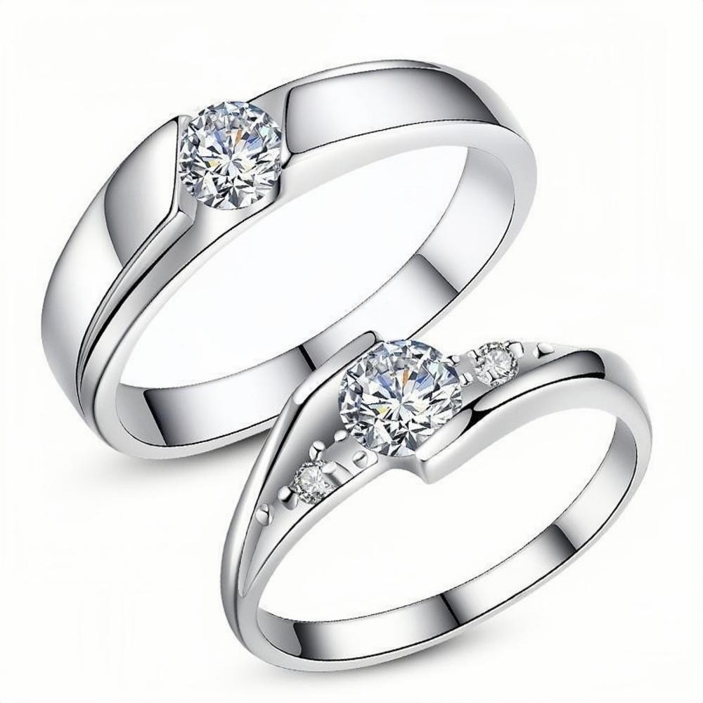 Engravable Solitaire Promise Ring For Couples In Sterling Silver
