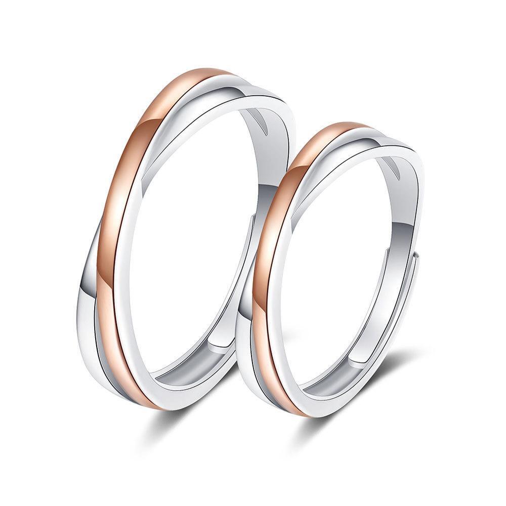 Adjustable Matching Infinity Couple Promise Rings In Sterling Silver