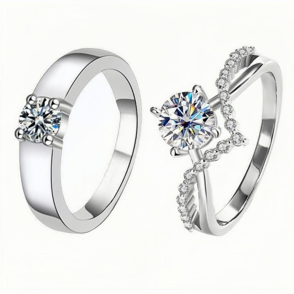 Forever My Queen Matching Moissanite Wedding Rings Sets In Sterling Silver