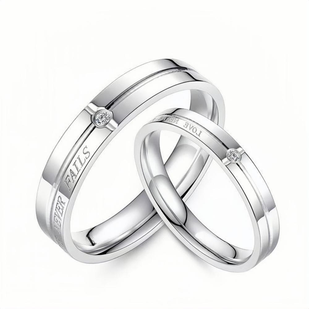 Unique Love Never Fails Promise Rings For Couples In Sterling Silver