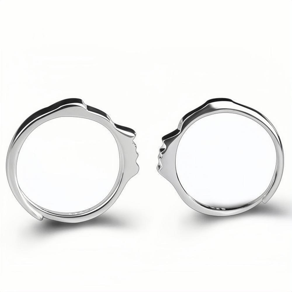 Adjustable Matching Kiss Promise Rings For Couples In Sterling Silver