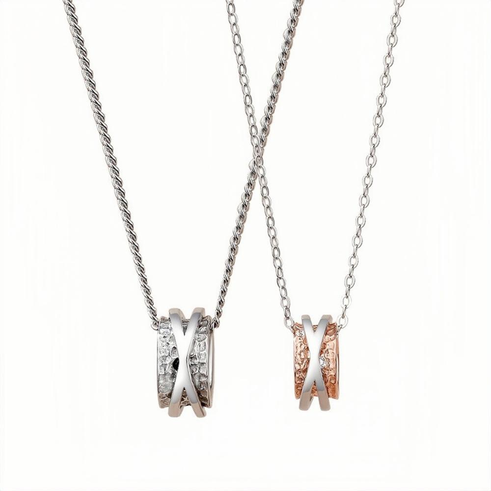 Engravable Infinity Love Matching Couple Ring Necklaces In Sterling Silver